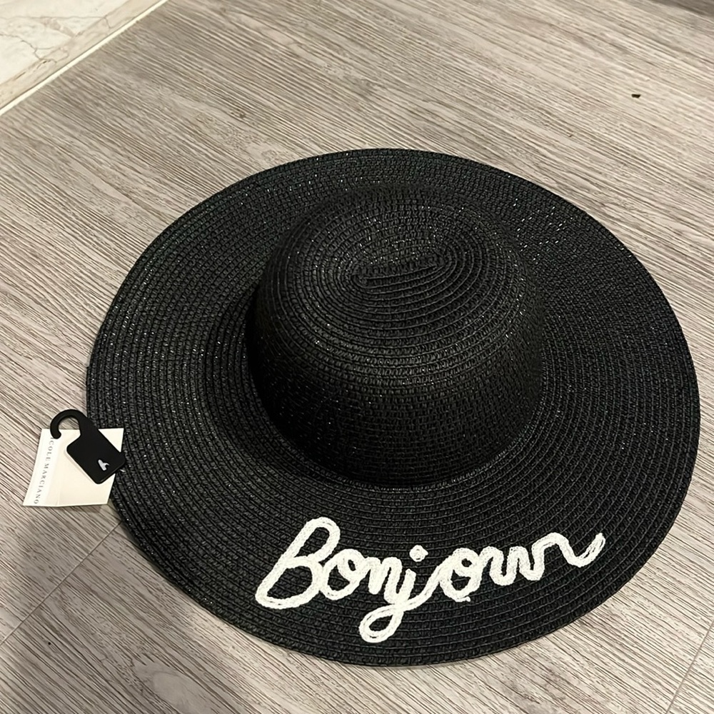 NWT Bonjour black straw hat